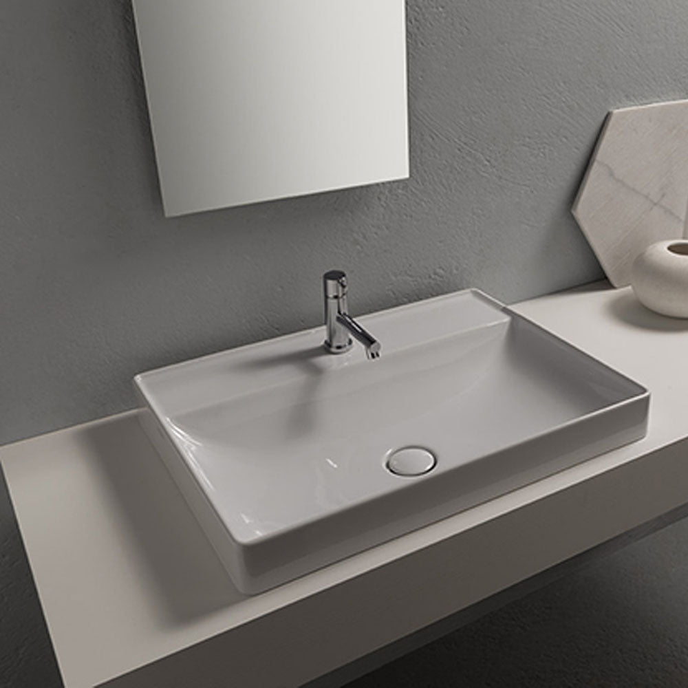 Lavabo ad incasso T-Edge ceramica bianca lucida 61x46 peso 17 kg