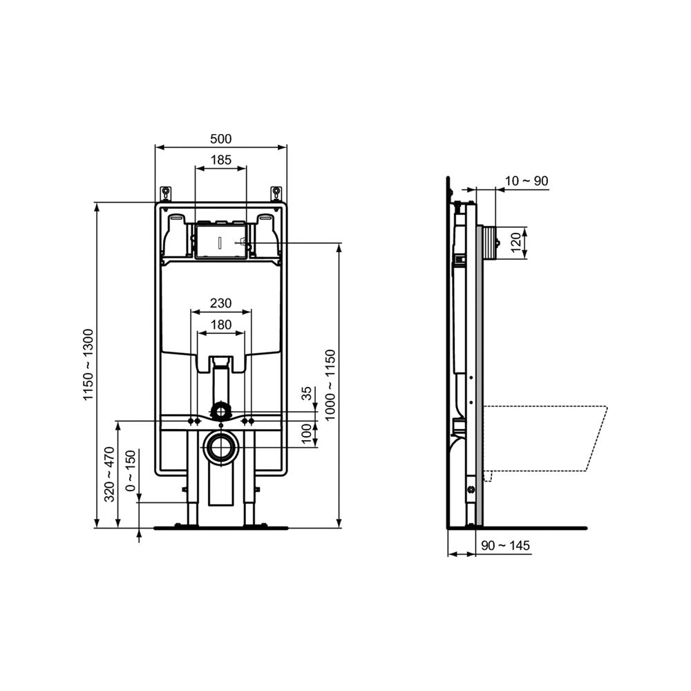Cassetta di scarico per sanitari sospesi Ideal Standard Prosys 80 cartongesso