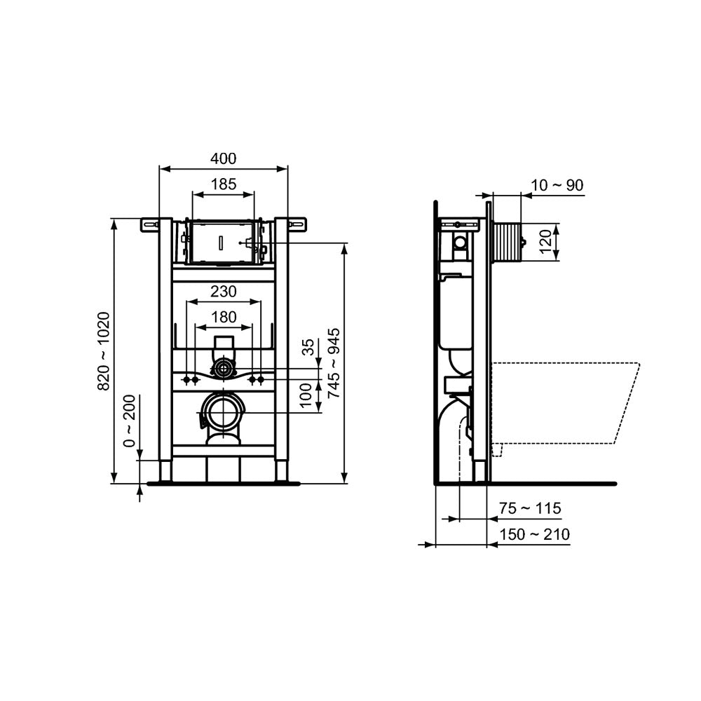 Cassetta di scarico per sanitari sospesi Ideal Standard Prosys 150 cartongesso