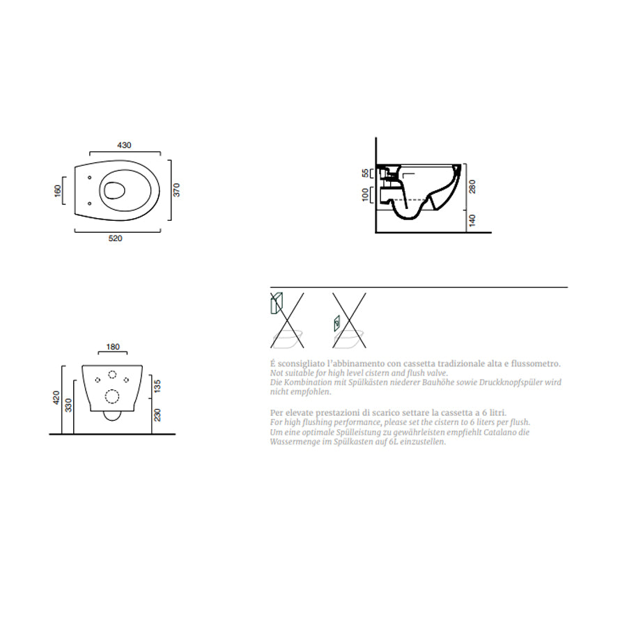 Sanitari sospesi senza brida Catalano Italy wc new flush
