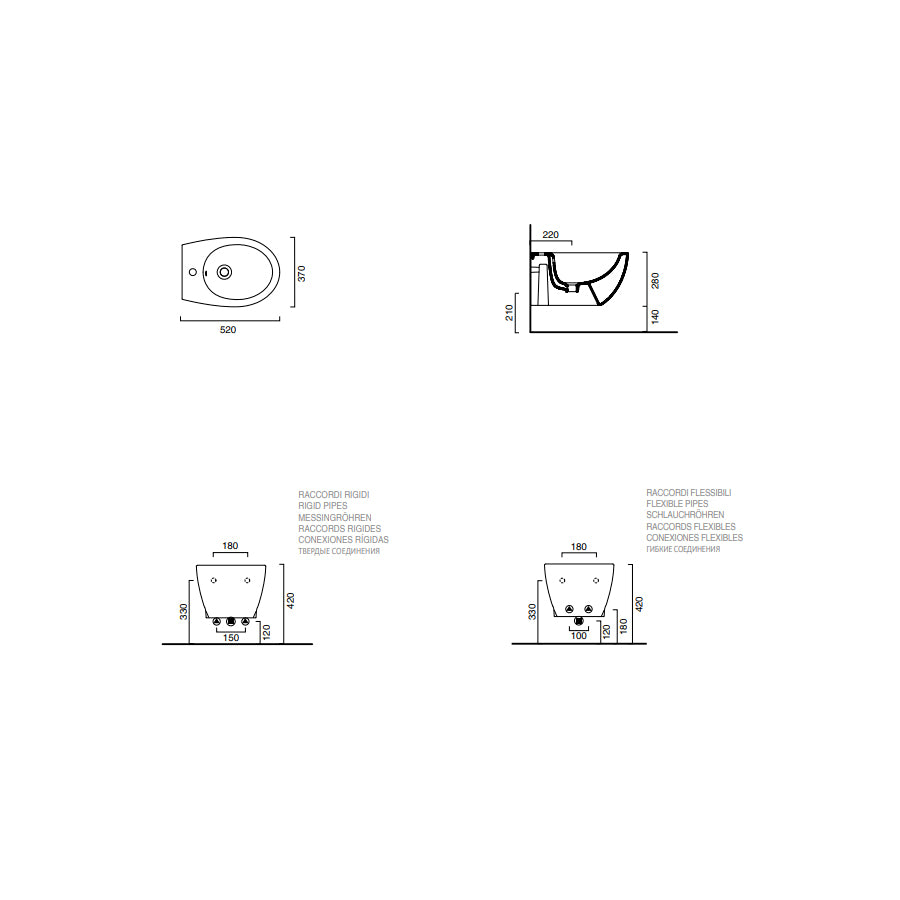 Sanitari sospesi senza brida Catalano Italy wc new flush, bidet e sedile soft close