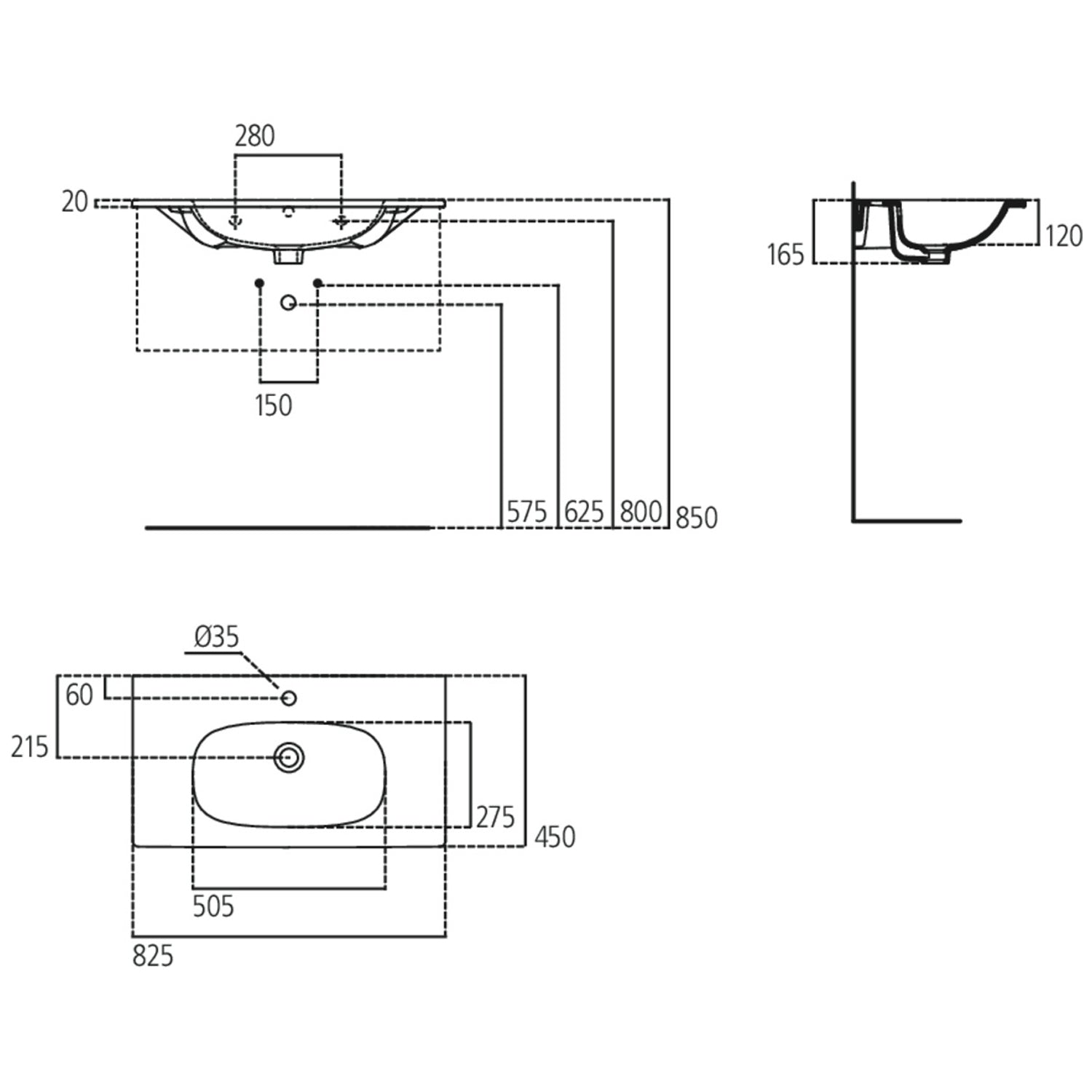 Lavabo top Ideal Standard modello Tesi 82