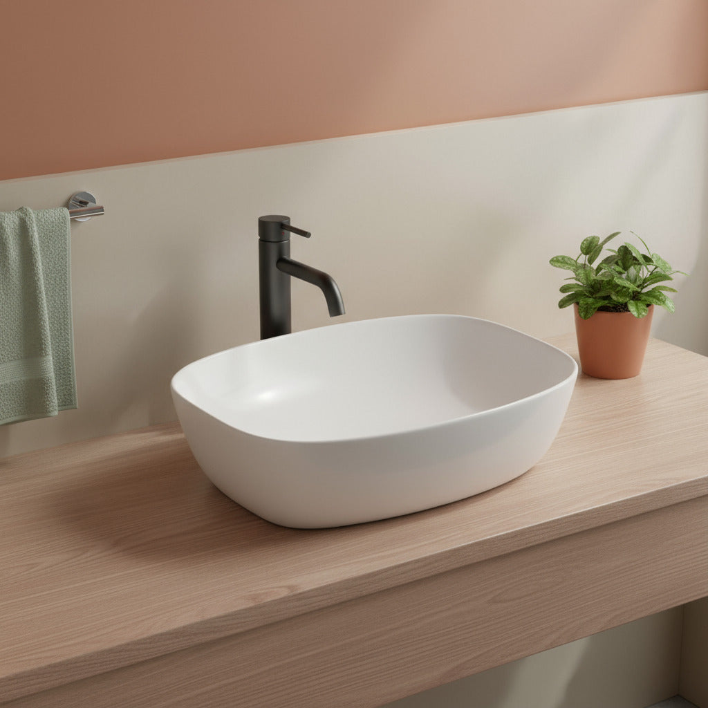 Lavabo da appoggio 50x38 cm bianco in ceramica linea Alba
