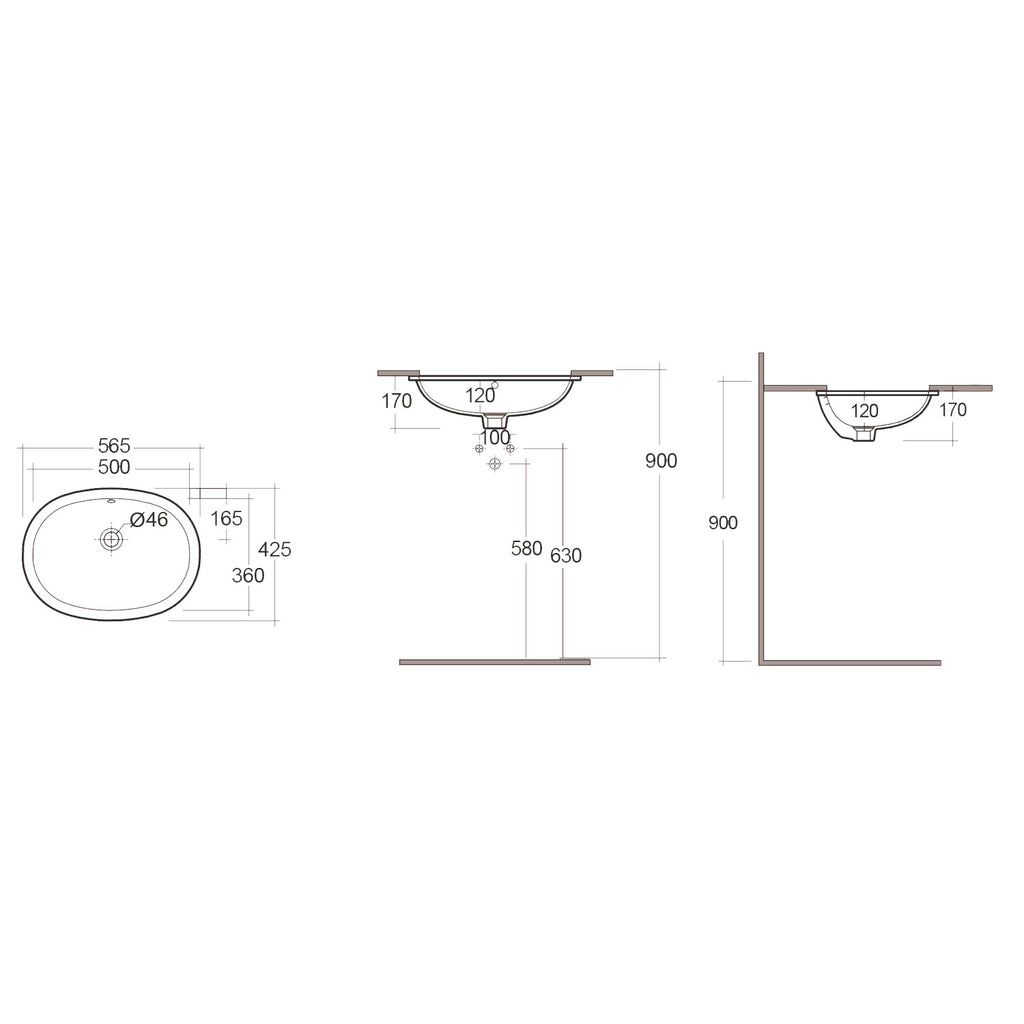 Lavabo sottopiano ovale Variant 55x41 cm RAK - Bianco
