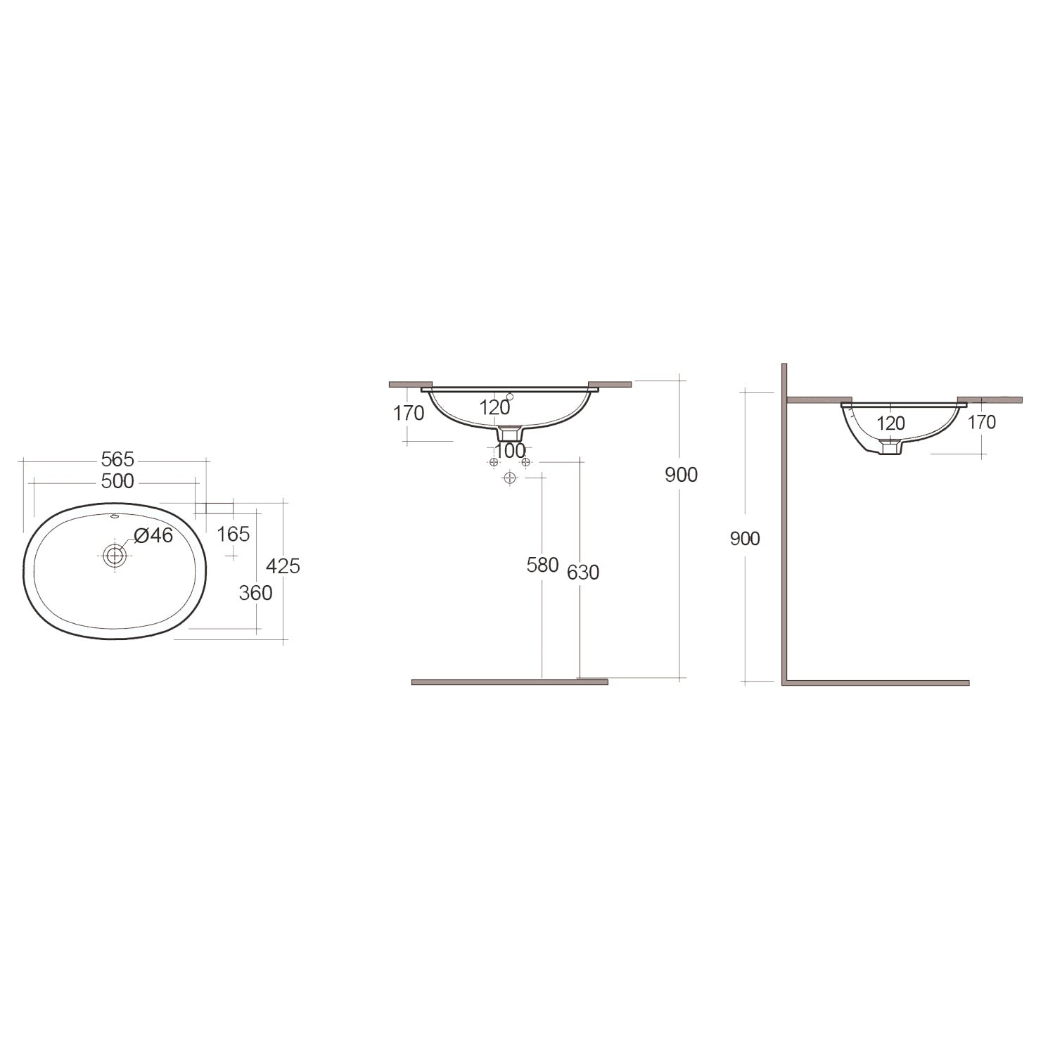 Lavabo sottopiano ovale Variant 55x41 cm RAK - Bianco