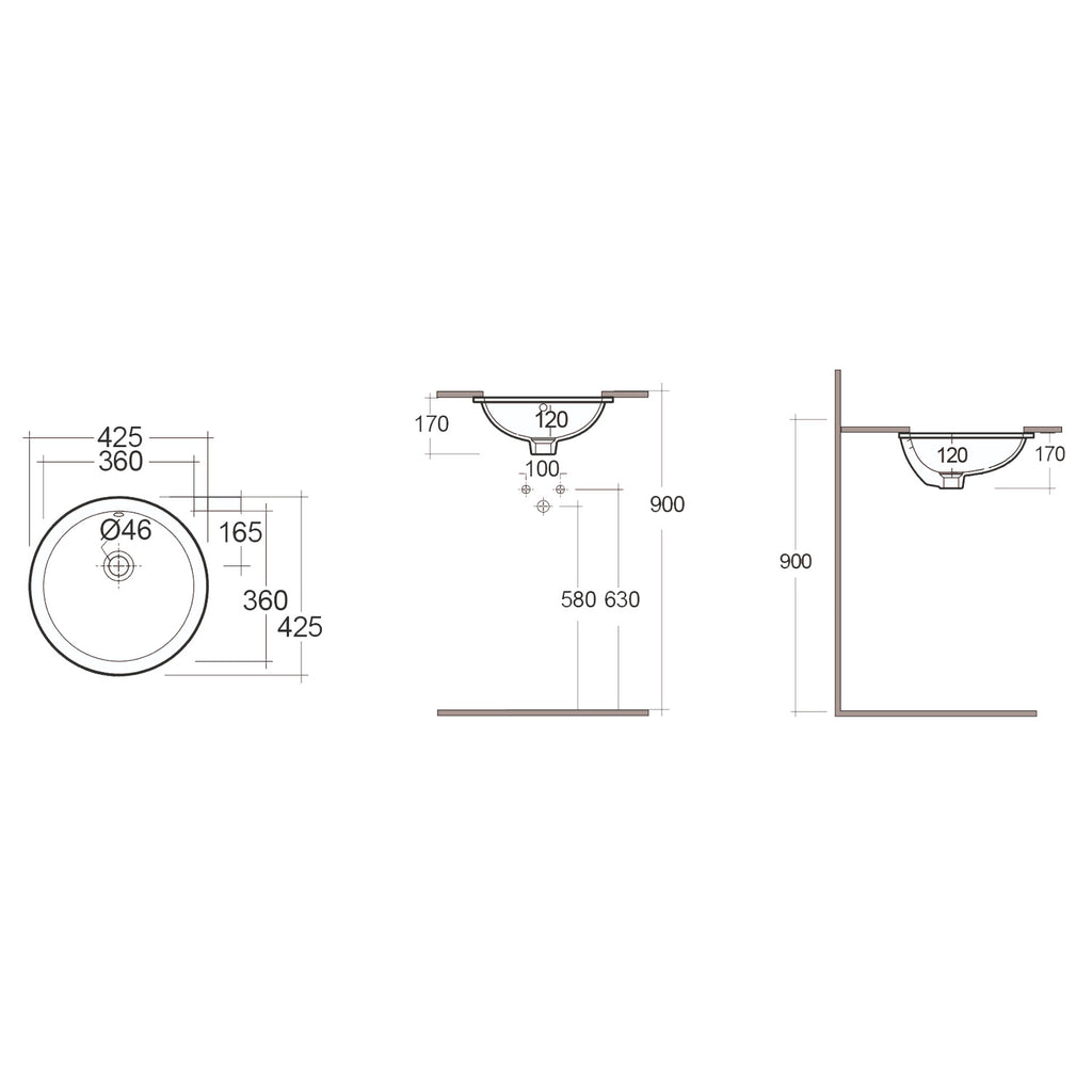 Lavabo sottopiano tondo Variant Ã¸ 41 cm RAK - Bianco