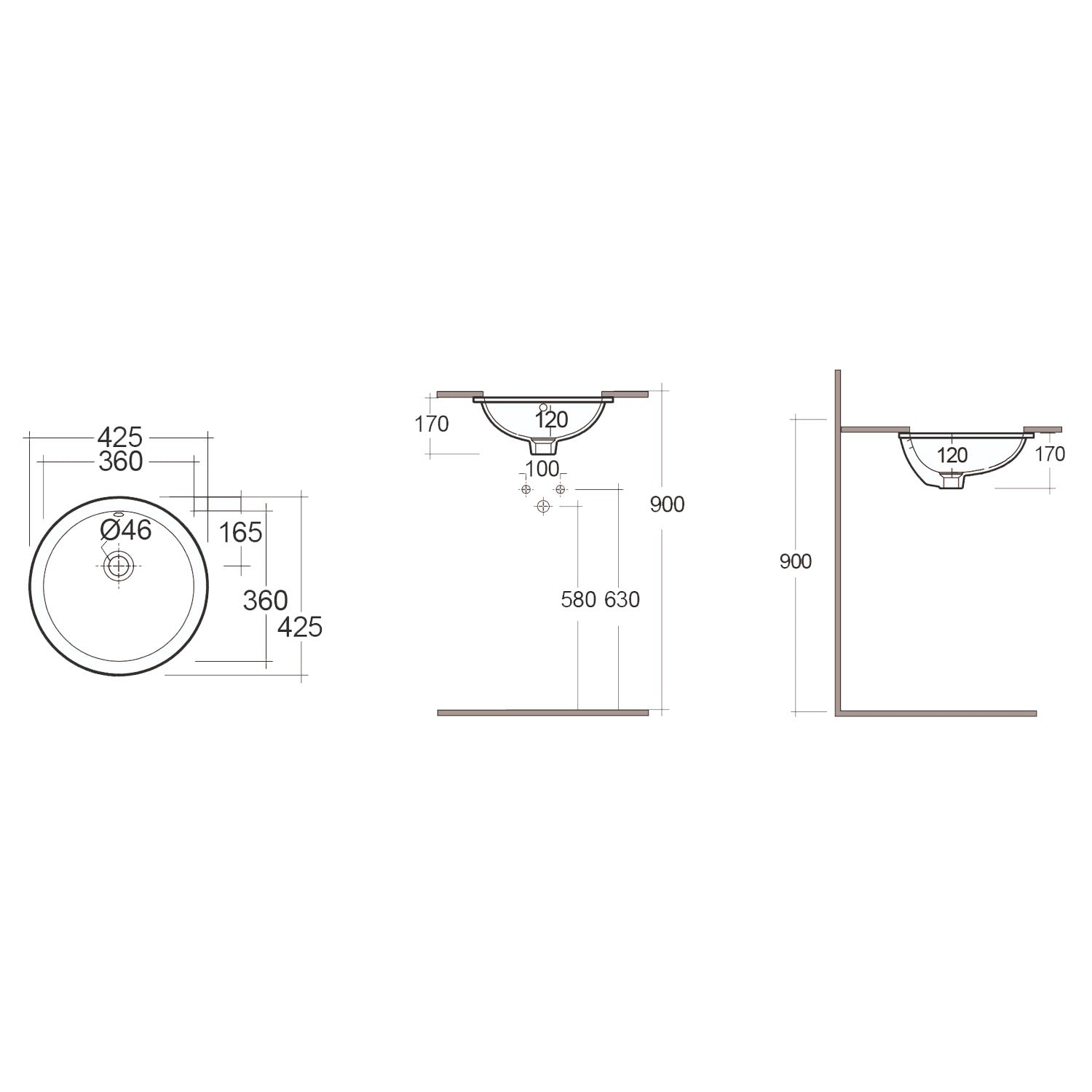 Lavabo sottopiano tondo Variant Ã¸ 41 cm RAK - Bianco