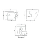 Sanitari filomuro senza brida con copriwater soft close BathCore serie Nilo - L 36 x P 52 x H 42 cm