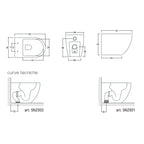 Sanitari filomuro senza brida con copriwater soft close BathCore serie Nilo - L 36 x P 52 x H 42 cm