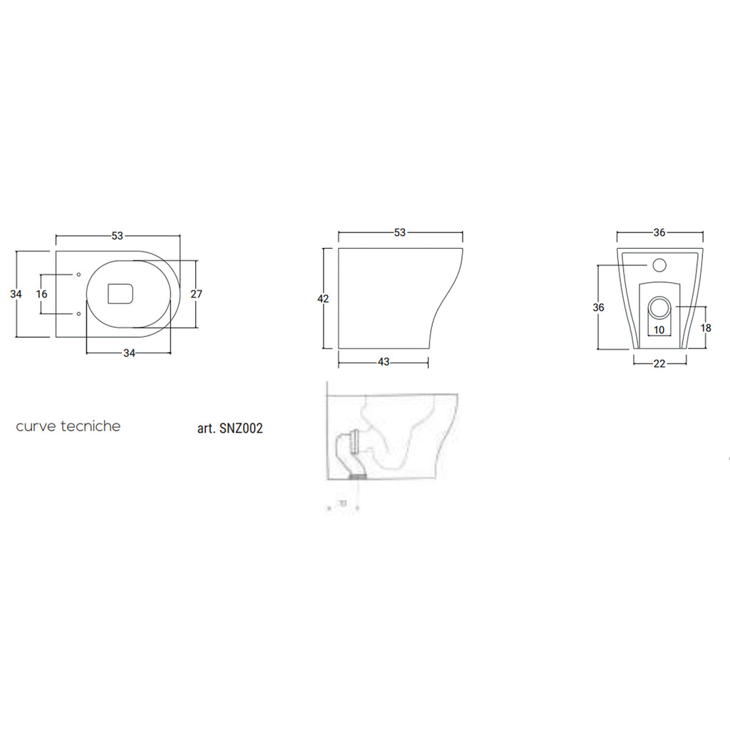 Sanitari filomuro con copriwater soft close BathCore serie Eira â€“ Bianco lucido