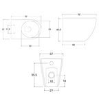 Vaso filomuro senza brida con Copriwater Soft Close BathCore Aria â€“ Bianco Opaco 52x37xH40