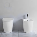 Sanitari filomuro senza brida con Copriwater Soft Close BathCore Aria â€“ Bianco Opaco 52x37xH40