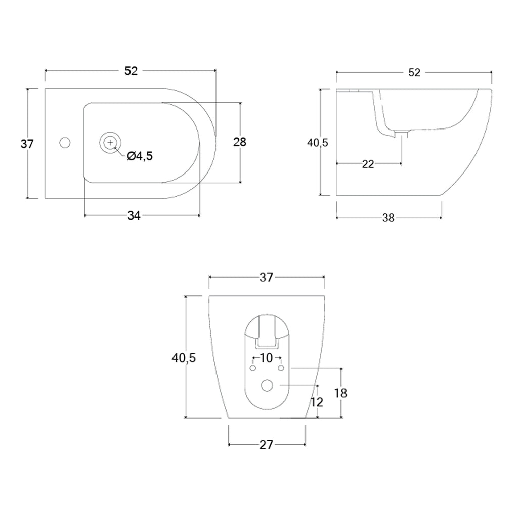Sanitari filomuro senza brida con Copriwater Soft Close BathCore Aria â€“ Bianco Opaco 52x37xH40