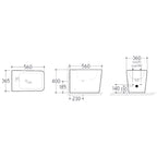 Sanitari filoparete con scarico universale e copriwater soft close modello Urban 56x36