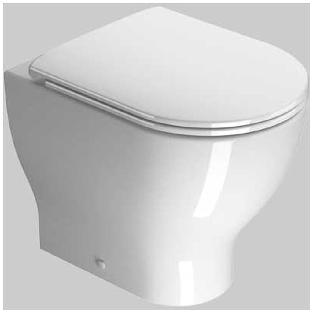 Sanitari filo parete senza brida con copriwater softclose modello Vela 52x35xH42 cm - Bianco