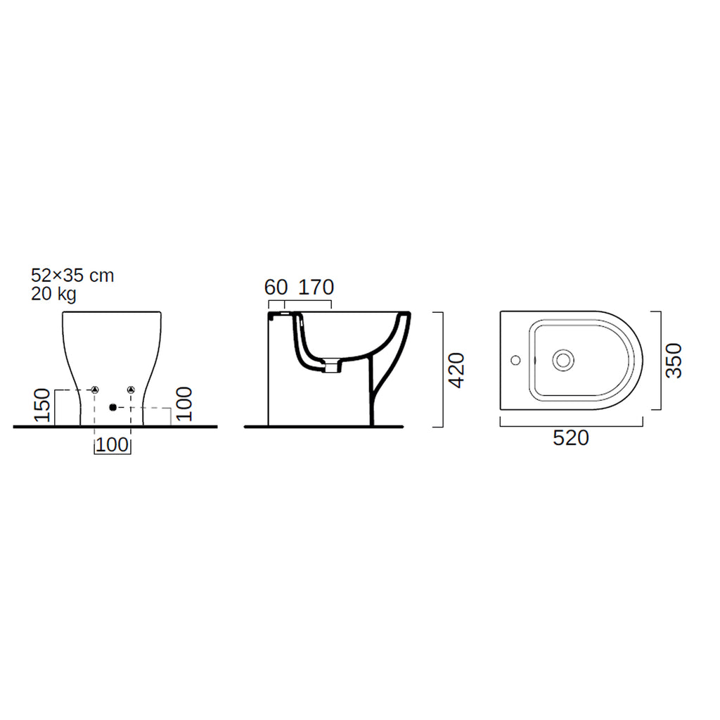 Sanitari filo parete senza brida con copriwater softclose modello Vela 52x35xH42 cm - Bianco