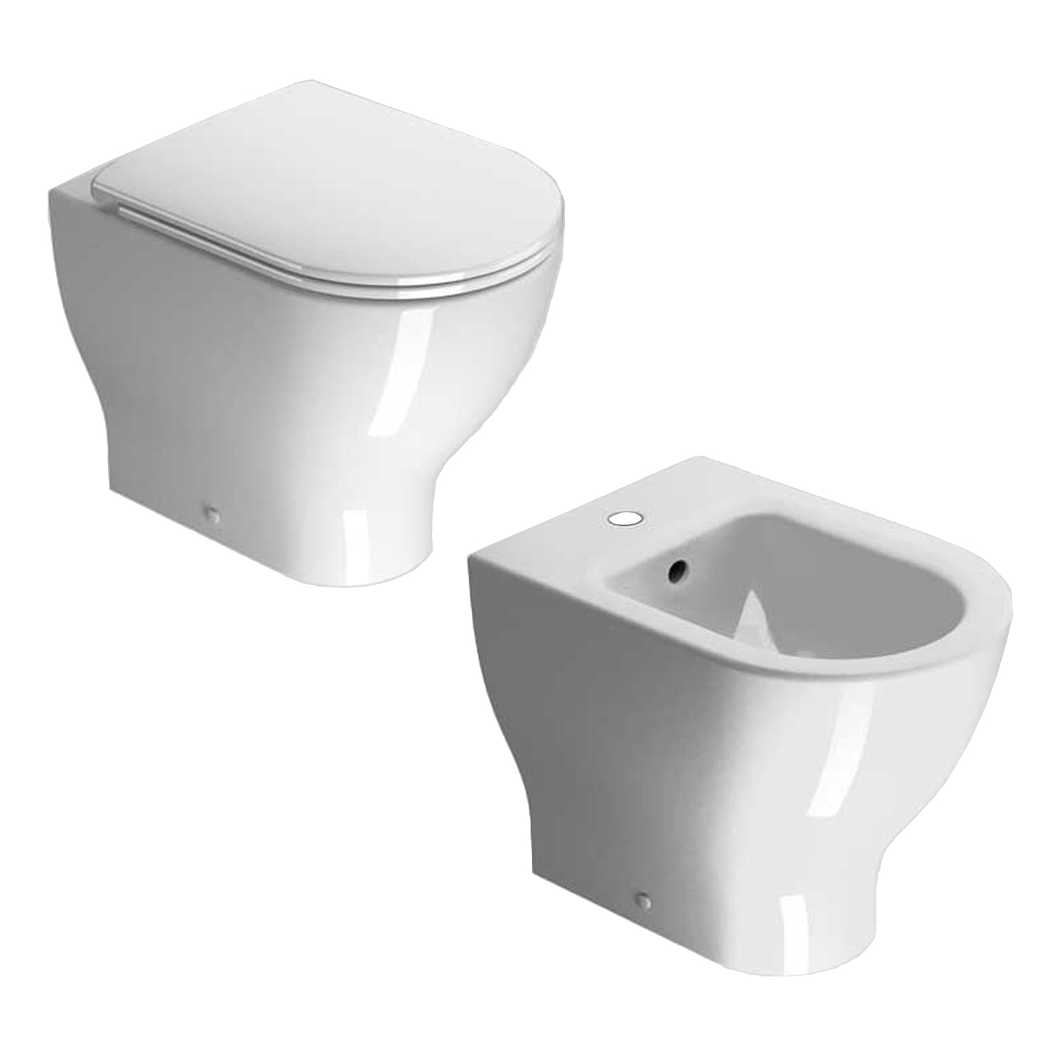Sanitari filo parete senza brida con copriwater softclose modello Vela 52x35xH42 cm - Bianco