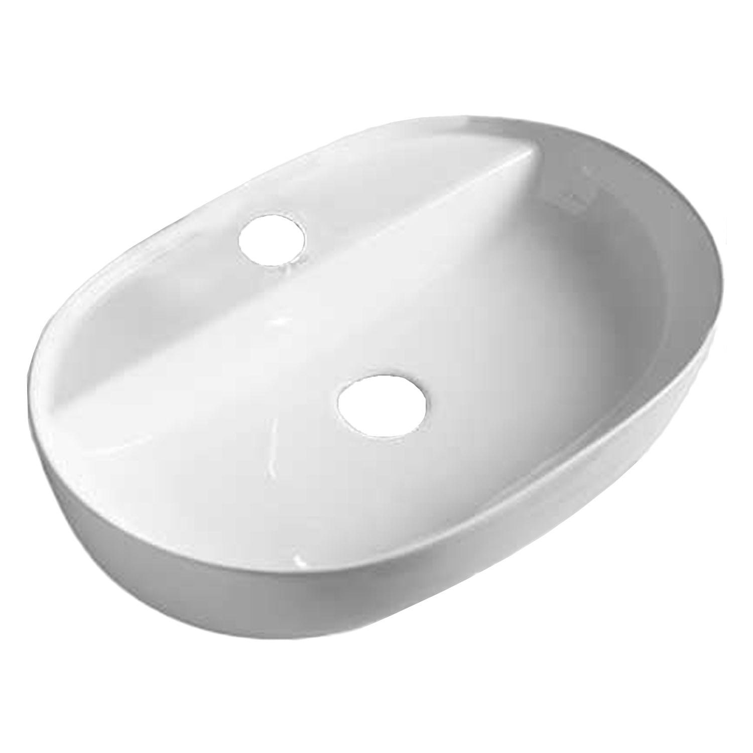 Lavabo da appoggio ovale con foro rubinetteria 61x42 cm - Bianco