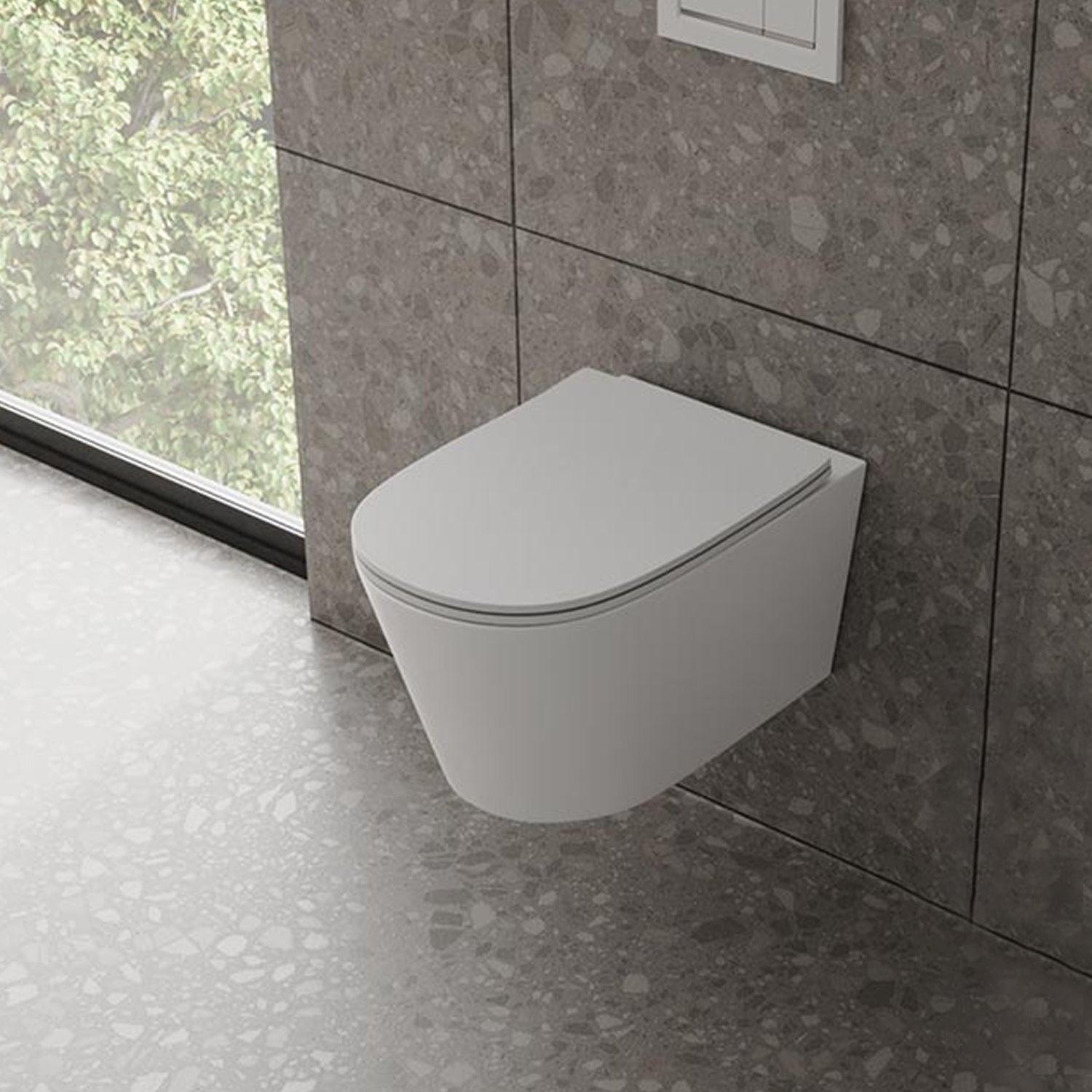 Vaso sospeso con copriwater soft close BathCore serie Cuore  - L 36 Ã— P 52 Ã— H 36 cm