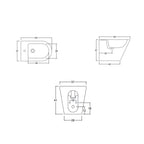 Sanitari filomuro senza brida con copriwater soft close BathCore serie Cuore - L 37 x P 52 x H 41 cm