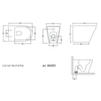 Sanitari filomuro senza brida con copriwater soft close BathCore serie Cuore - L 37 x P 52 x H 41 cm