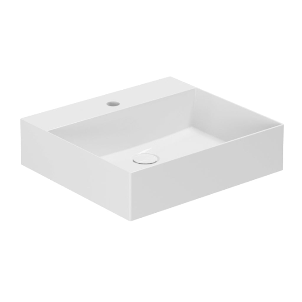 Lavabo appoggio/sospeso Azzurra serie Elegance Squared 50x45 cm - Bianco lucido