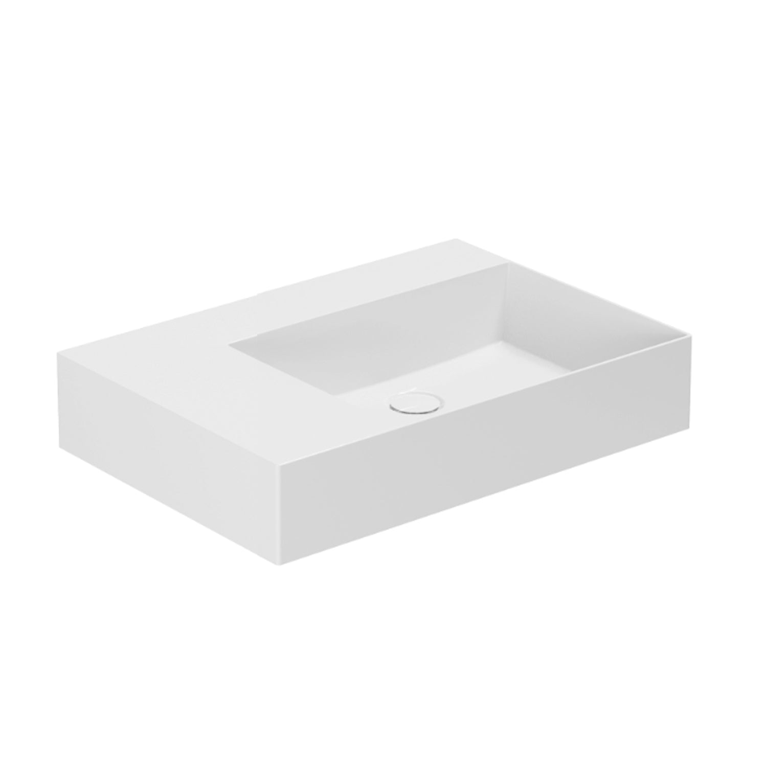 Lavabo da appoggio/sospeso squadrato di Ceramica Azzurra serie Elegance 65x45 cm con piano a sinistra