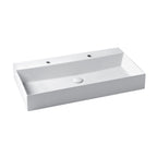 Lavabo da appoggio/sospeso squadrato Ceramica Azzurra Elegance 102x45 cm con doppio foro rubinetteria