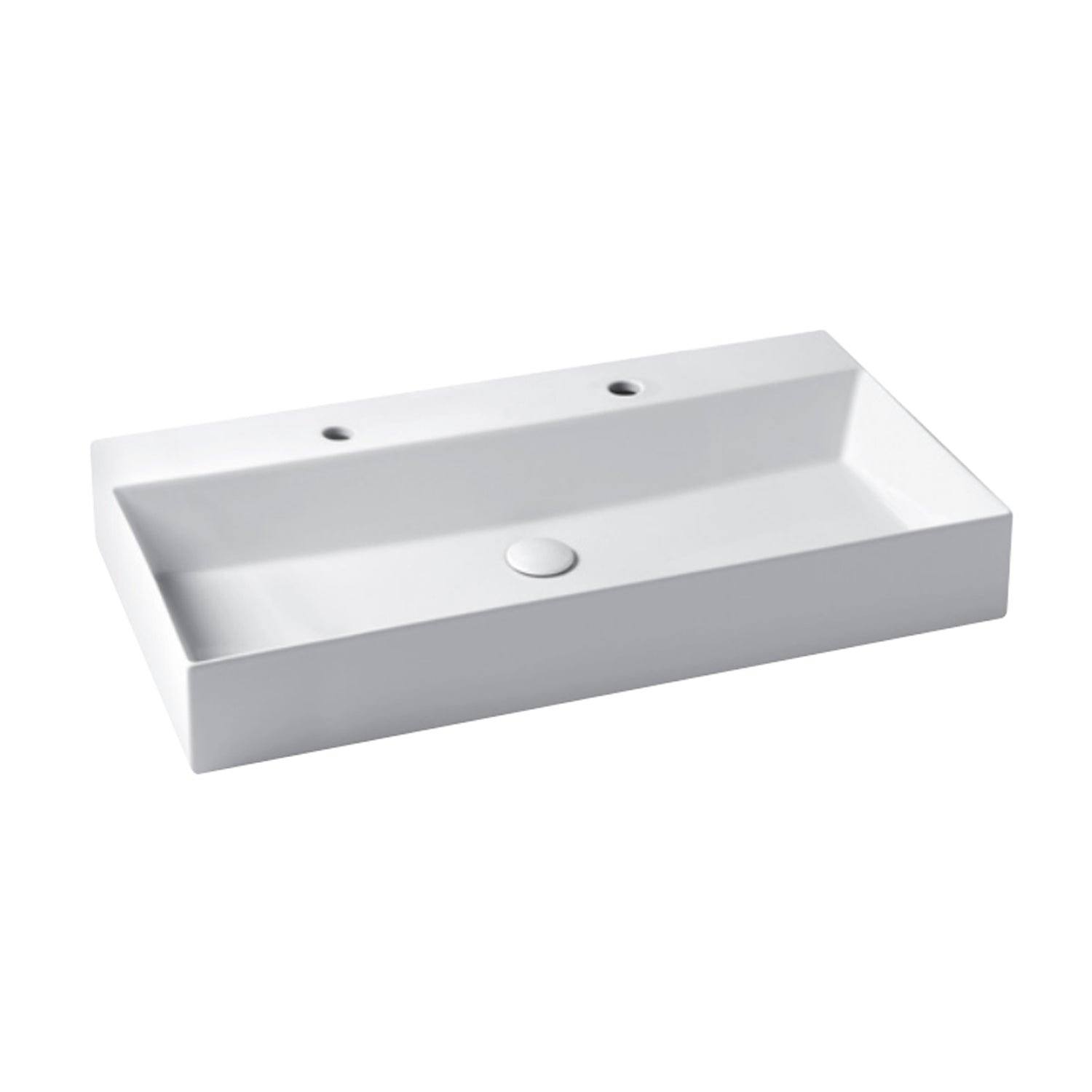 Lavabo da appoggio/sospeso squadrato Ceramica Azzurra Elegance 102x45 cm con doppio foro rubinetteria