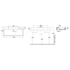 Lavabo da appoggio/sospeso squadrato Ceramica Azzurra Elegance 102x45 cm con doppio foro rubinetteria