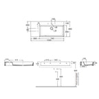 Lavabo da appoggio/sospeso squadrato di Ceramica Azzurra serie Elegance 102x46 cm con piano a sinistra e foro rubinetteria