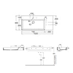 Lavabo da appoggio/sospeso squadrato di Ceramica Azzurra serie Elegance 102x46 cm con piano a destra e foro rubinetteria