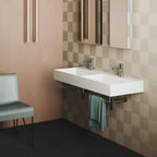 Lavabo da appoggio/sospeso squadrato con doppia vasca Ceramica Azzurra Elegance 122x45 cm con fori rubinetteria