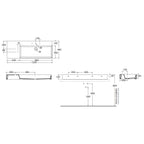 Lavabo da appoggio/sospeso squadrato di Ceramica Azzurra serie Elegance 122x46 cm con piano a sinistra e foro rubinetteria