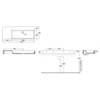 Lavabo da appoggio/sospeso squadrato di Ceramica Azzurra serie Elegance 122x46 cm con piano a sinistra