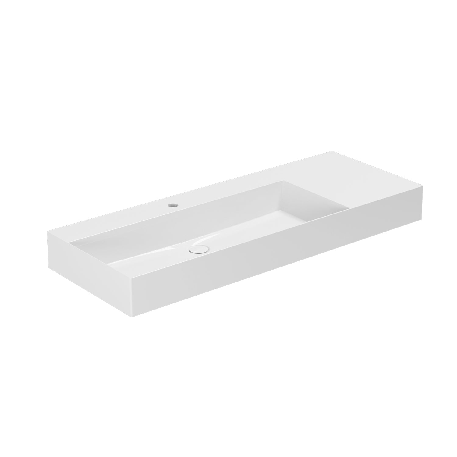 Lavabo da appoggio/sospeso squadrato di Ceramica Azzurra serie Elegance 122x46 cm con piano a destra e foro rubinetteria