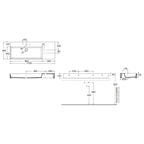 Lavabo da appoggio/sospeso squadrato di Ceramica Azzurra serie Elegance 122x46 cm con piano a destra e foro rubinetteria