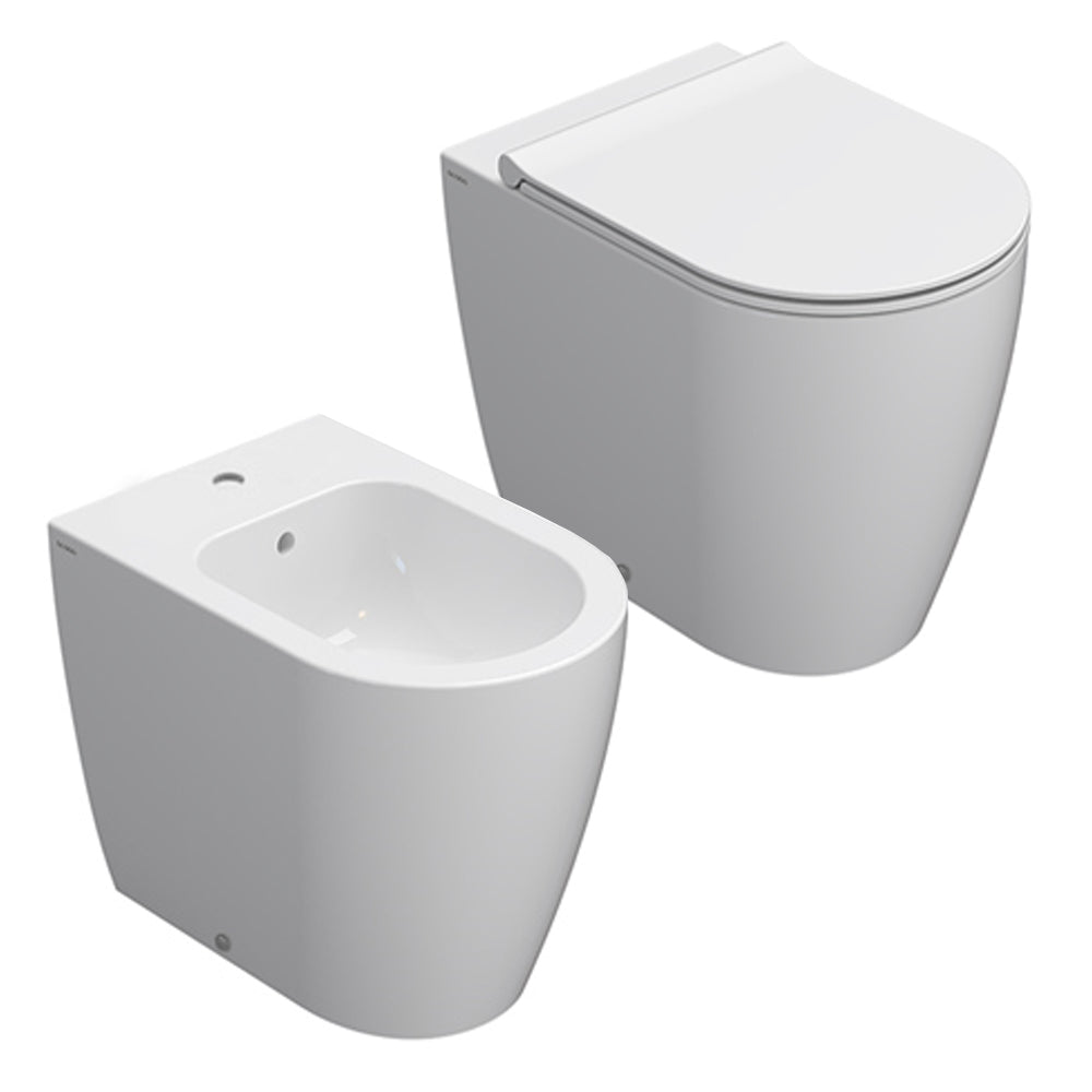 Sanitari filomuro Bianco Opaco rimless 53 cm Ceramica Globo Mode Wc scarico Multi