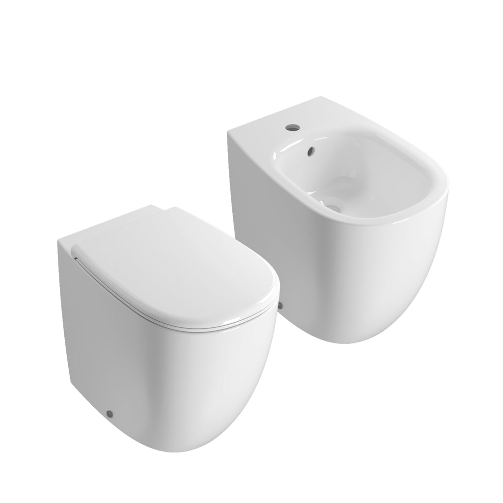 Sanitari filo parete senza brida Globo serie Daily 53x35xH43 cm con copriwater incluso - Bianco Lucido