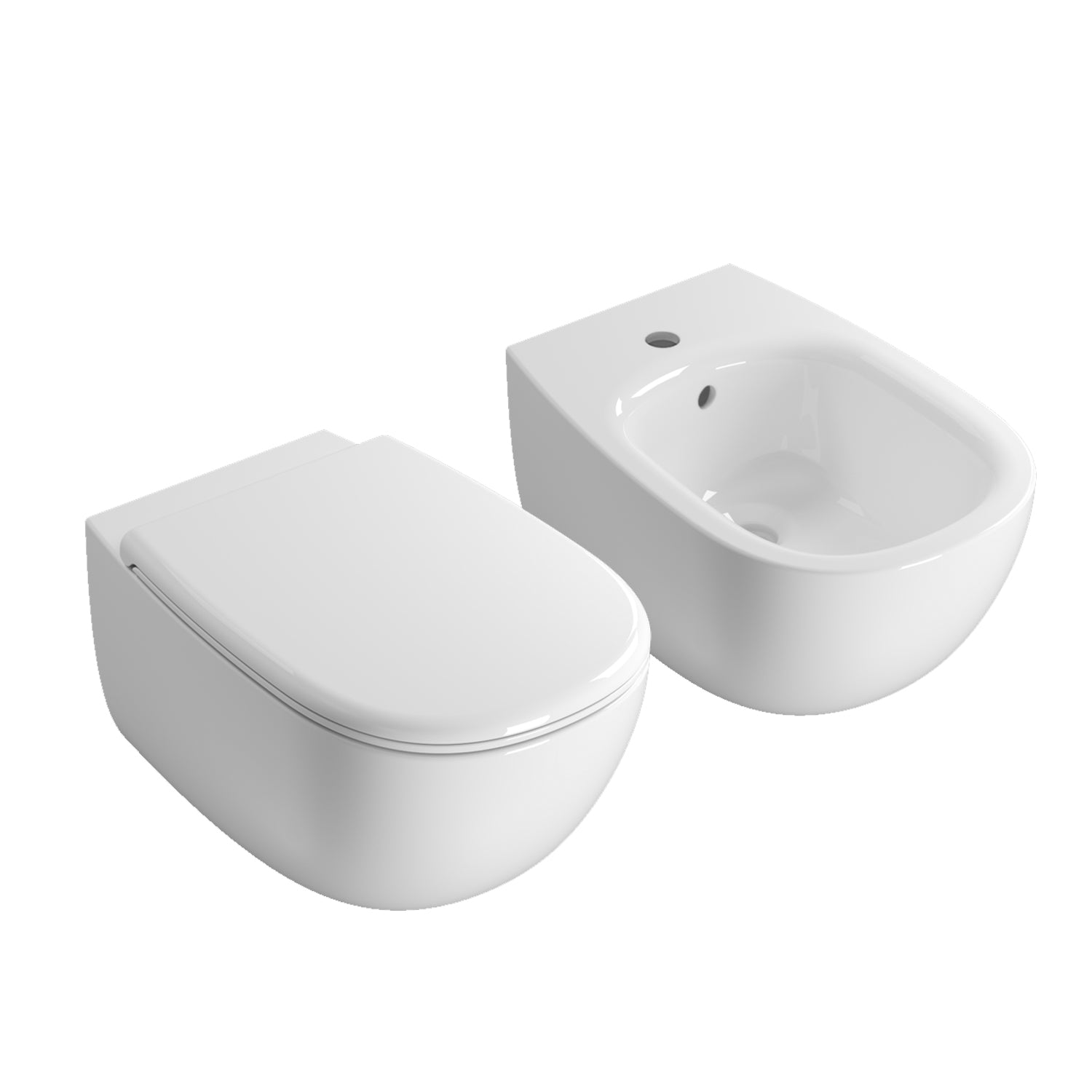 Sanitari sospesi senza brida Globo serie Daily 53x35xH34 cm con copriwater incluso - Bianco Lucido