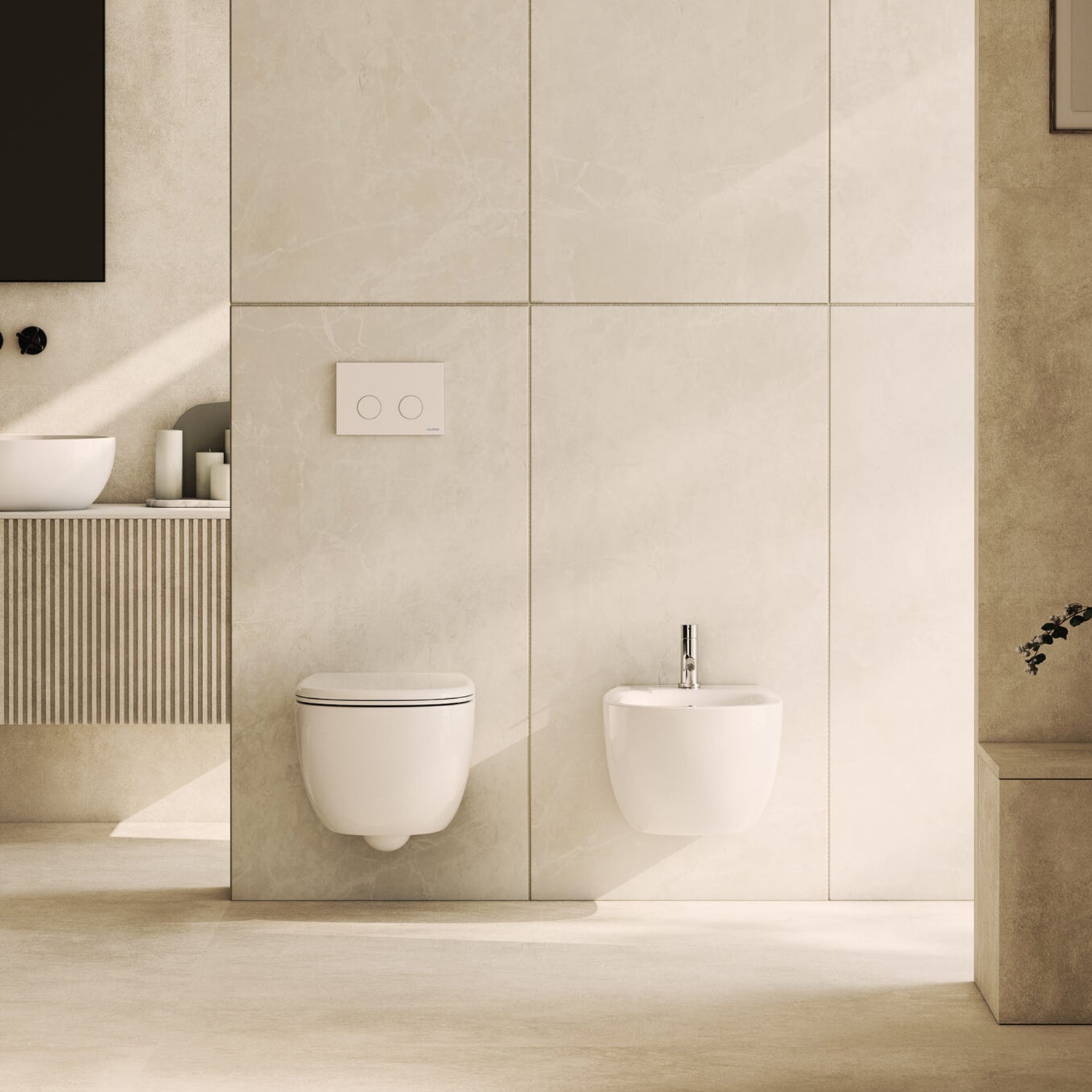 Sanitari sospesi senza brida Globo serie Daily 53x35xH34 cm con copriwater incluso - Bianco Lucido