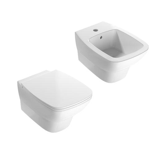 Sanitari sospesi senza brida Globo serie Daily 53x37xH33 cm con copriwater incluso - Bianco Lucido
