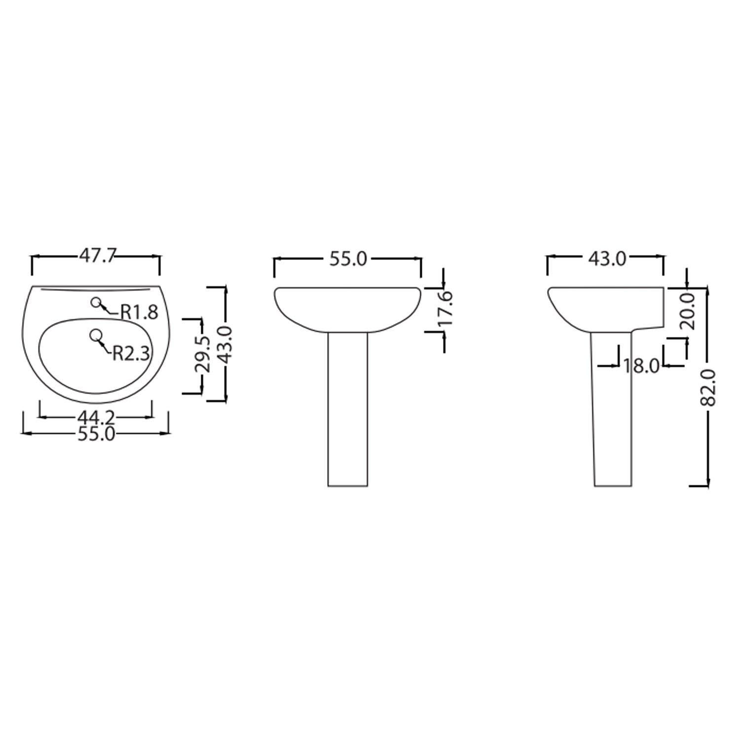 Colonna per lavabo Orchidea in ceramica H. 82 cm Bianca