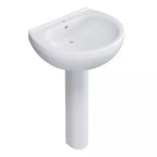 Lavabo bagno 55 cm con colonna H. 82 cm serie Orchidea in ceramica Bianca