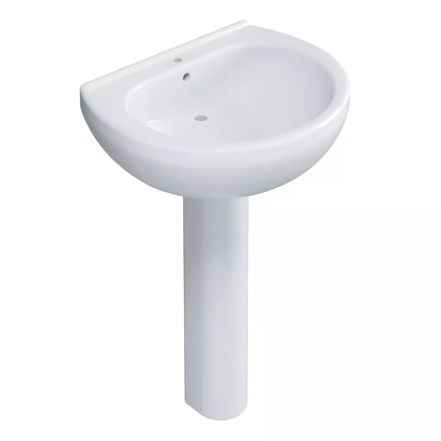 Lavabo bagno 55 cm con colonna H. 82 cm serie Orchidea in ceramica Bianca