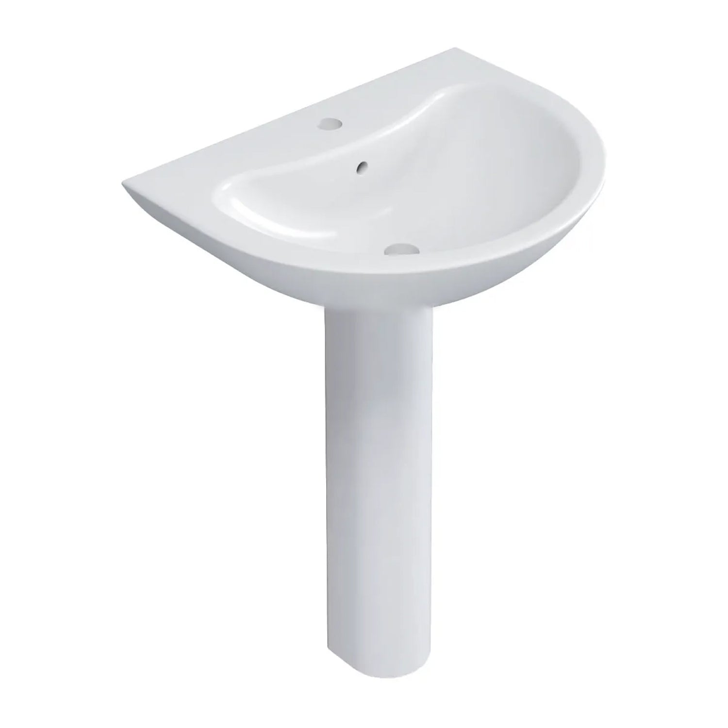 Lavabo bagno 60 cm con colonna H. 82 cm serie Orchidea in ceramica Bianca