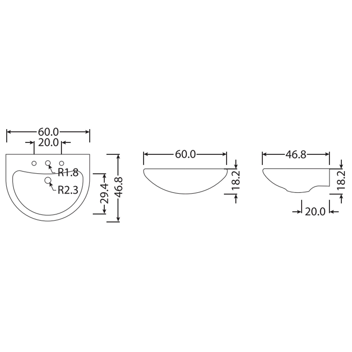 Lavabo bagno 60 cm con colonna H. 82 cm serie Orchidea in ceramica Bianca
