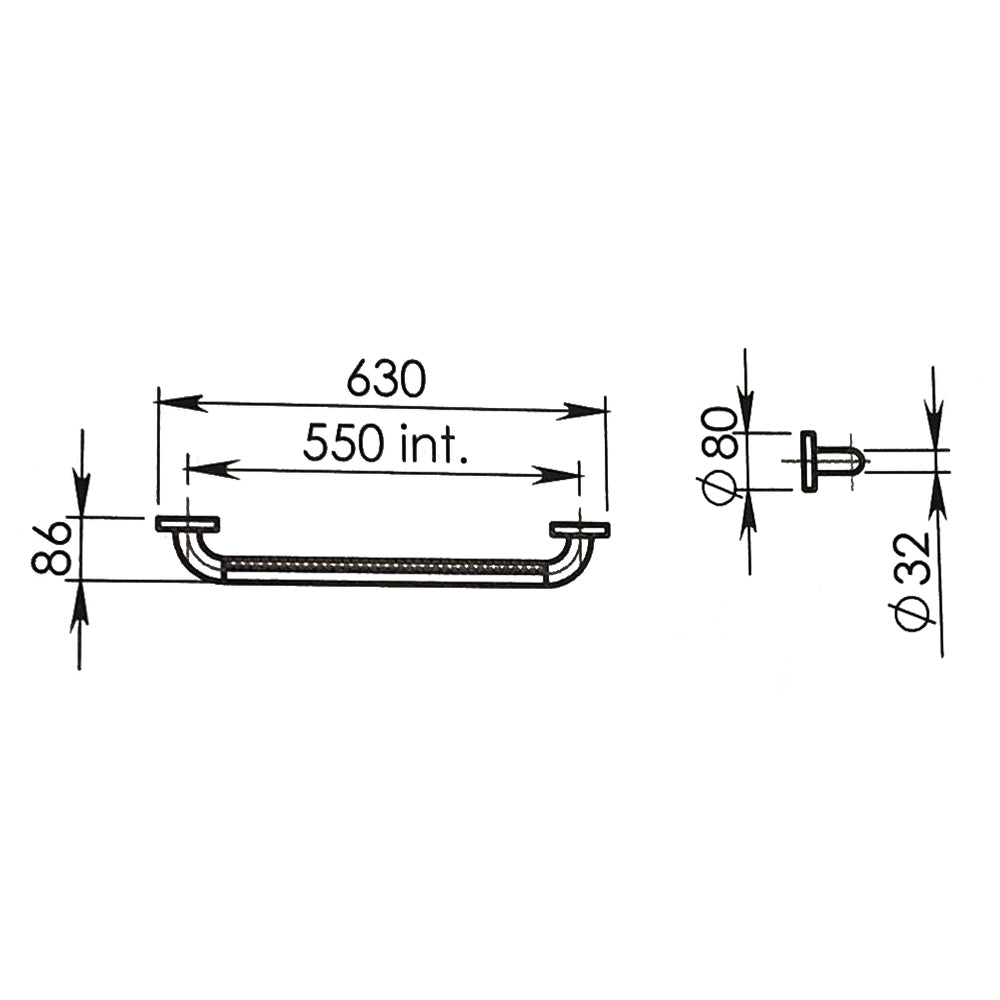 Maniglione orizzontale e verticale in alluminio e nylon per anziani e disabili Gedy Sicura cm 55