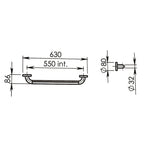 Maniglione orizzontale e verticale in alluminio e nylon per anziani e disabili Gedy Sicura cm 55