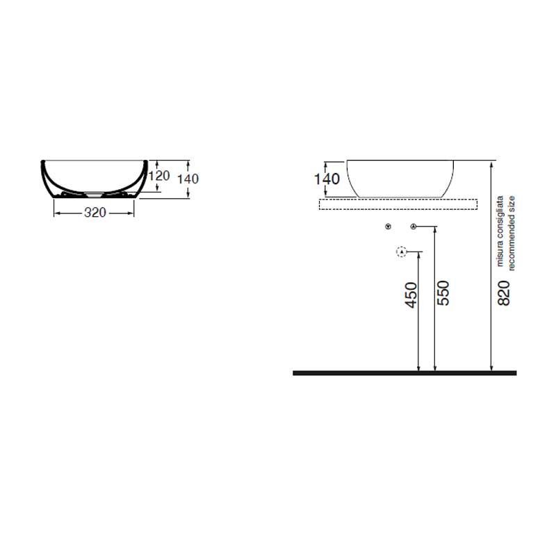 Lavabo da appoggio Ceramica Azzurra  Elegance 40 cm con bordo sottile
